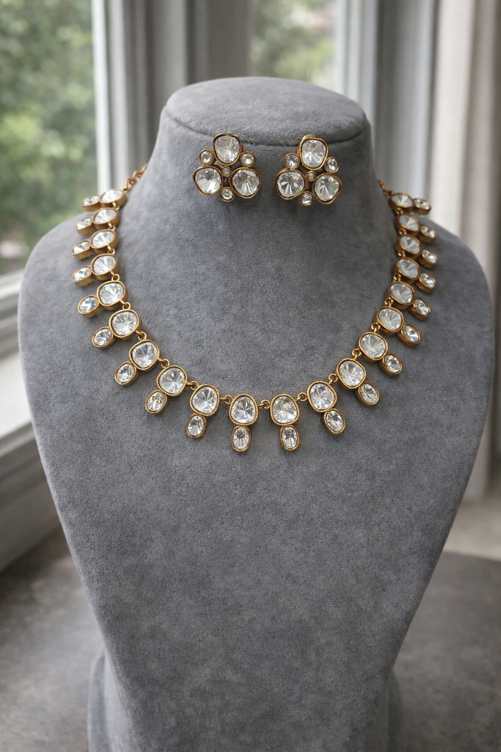 Gold Plated Mossonite Necklace Set