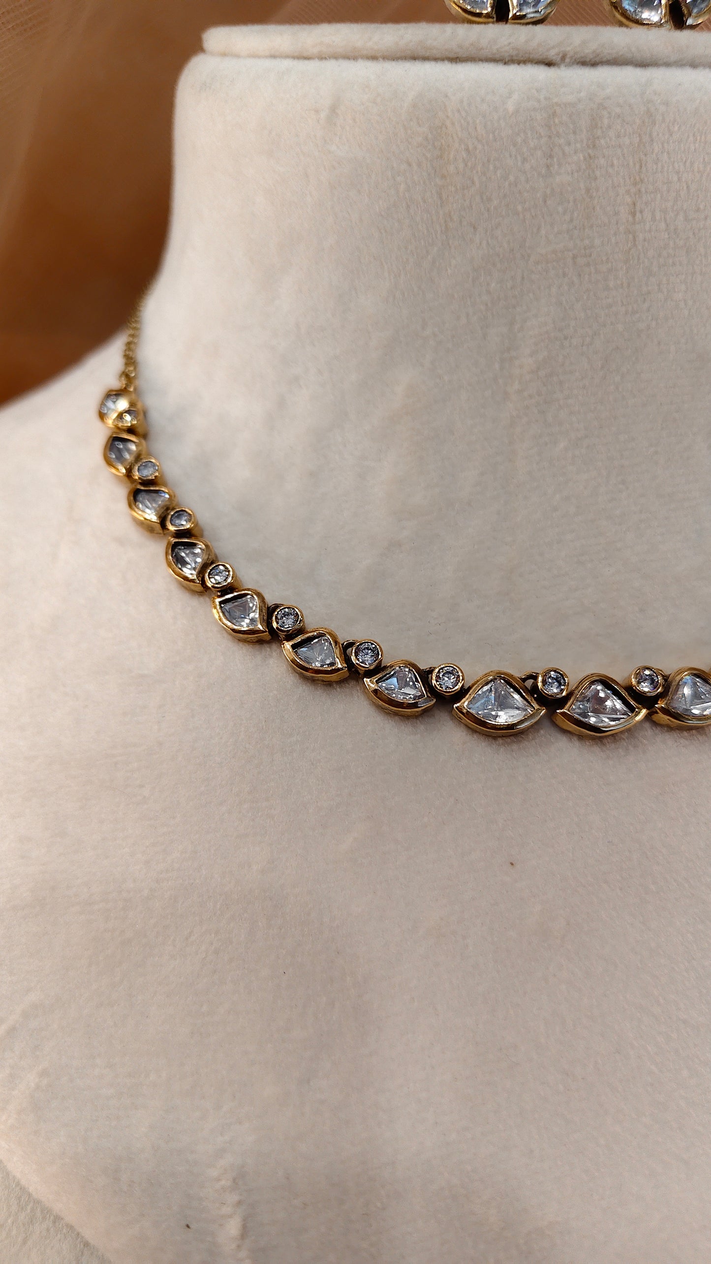 Moissanite Gold-Tone Necklace Set-G422400