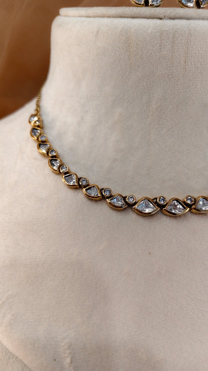 Moissanite Gold-Tone Necklace Set-G422400