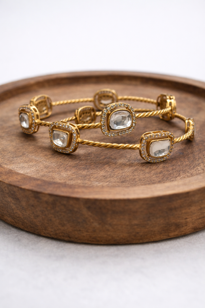 Gold-Plated Mossonite Bangles(Set of 2)-G351500