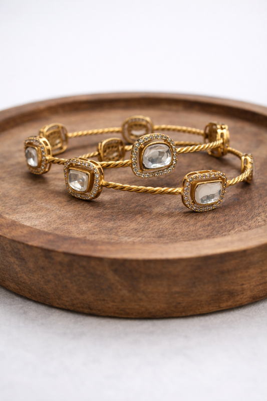 Gold-Plated Mossonite Bangles(Set of 2)