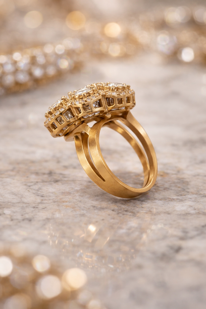 Gold Plated Faux Polki Ring