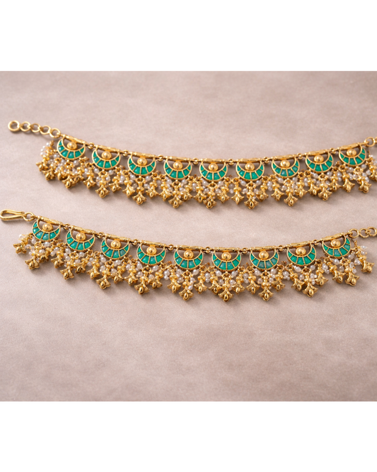 Pachi Kundan Gold-Plated Anklets(Payal)-G754300