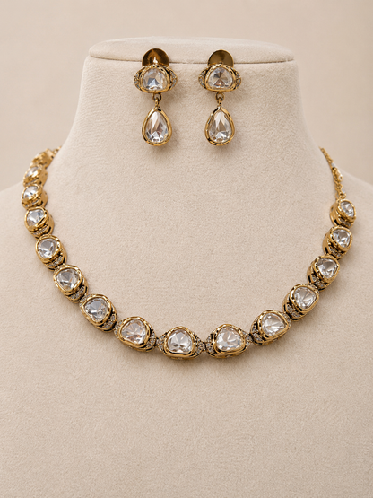 Moissanite Gold-Tone Necklace Set-G422800