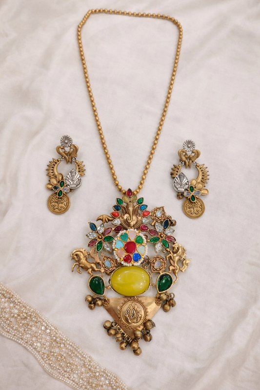 Fusion Gold-Toned Ganesha Pendant Set-G353400