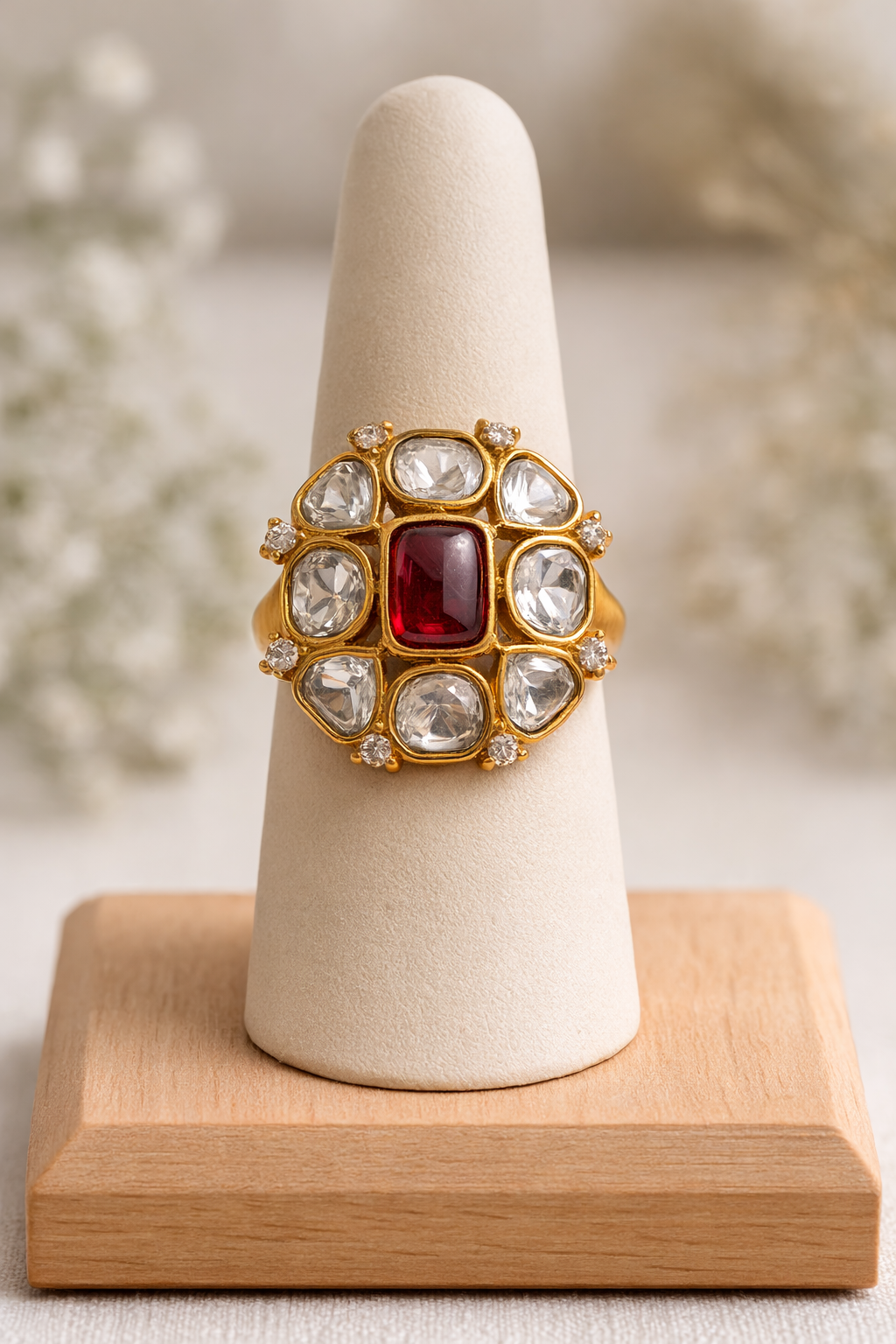 Mossainte Zircon Polki Ring