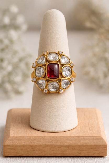 Mossainte Zircon Polki Ring