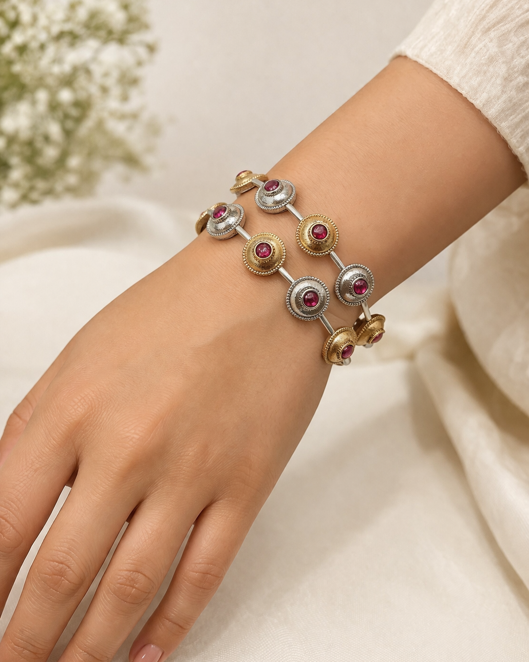 Oxidized Silver Bangles(Set of 2)-G35800