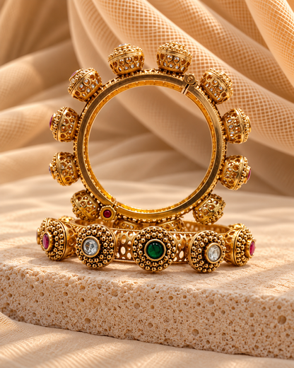 Gold plated Haritage Bangles(Set of 2)-02159