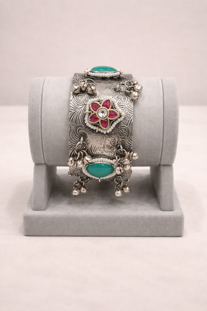 Oxidized Silver Bangles Kada/Cuff-G351400