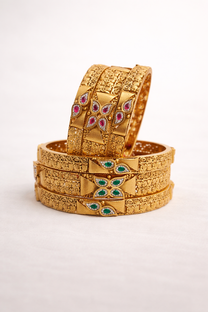 Gold Plated Bangles(Set of 6)