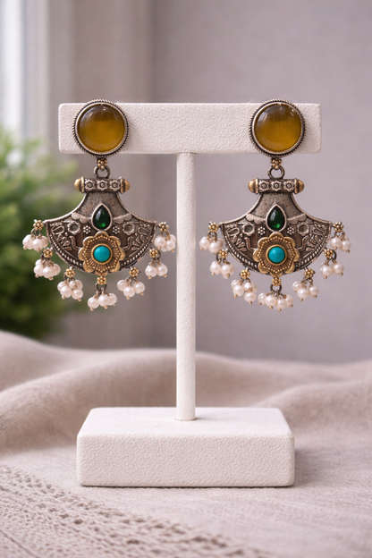 Oxidized Pendent Set with Gemstone Accents-G751500