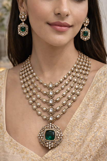 Multi Layer Statement Mossinite necklace