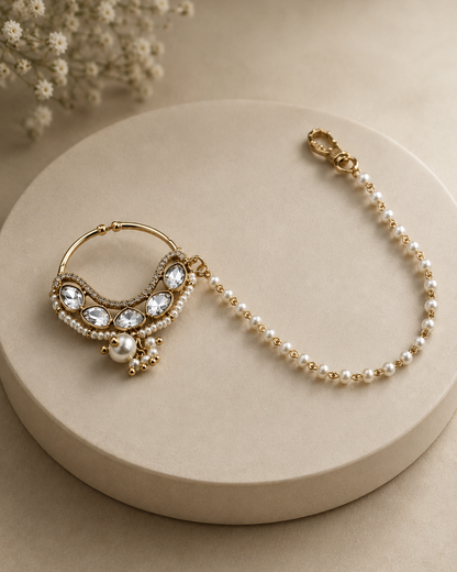 Jadau Kundan Nath/Nose Pin-G75600