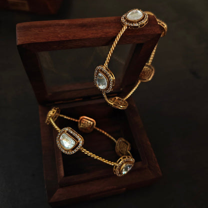 Gold-Plated Mossonite Bangles(Set of 2)-G351500
