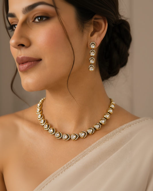 moissanite Gold-Tone Necklace Set-G422800