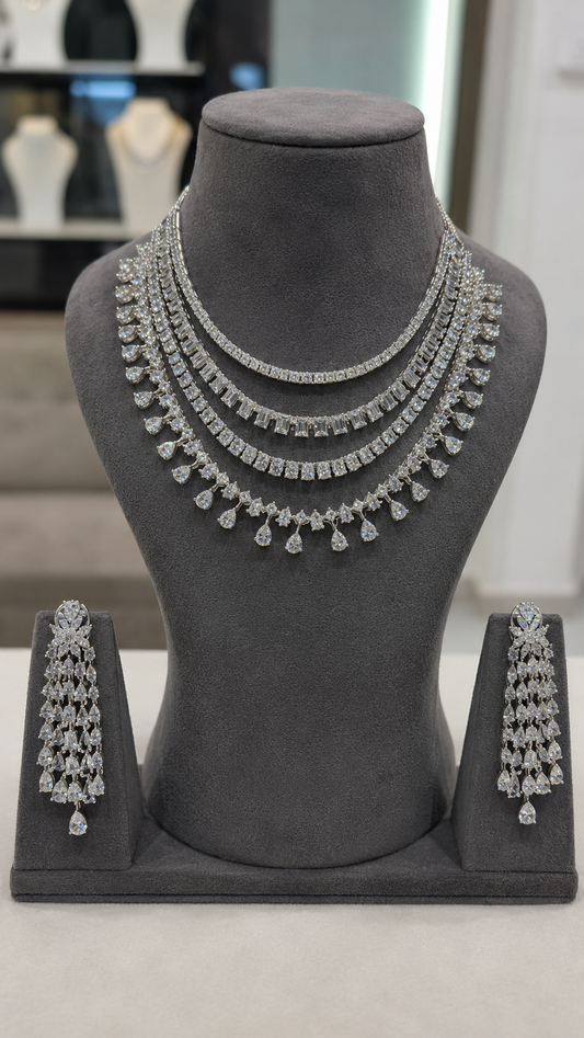 Radiant Tiered Diamond Statement Necklace-G75