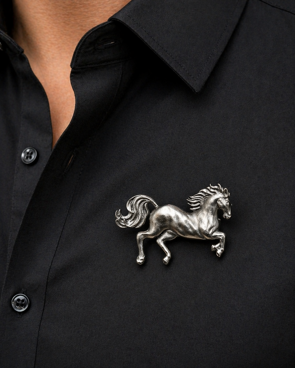 Silver Wild Horse Brooch-G75600
