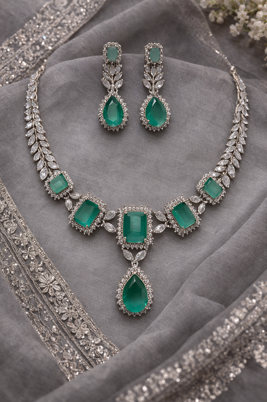 American Diamond Meant Stone Necklace Set