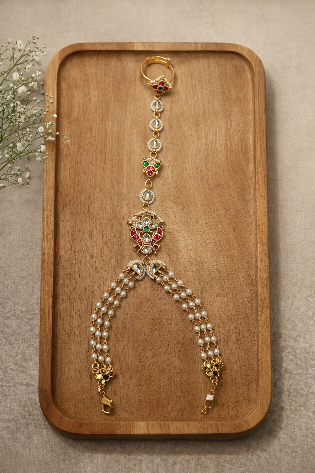 Pachi Kundan Floral Hath panja
