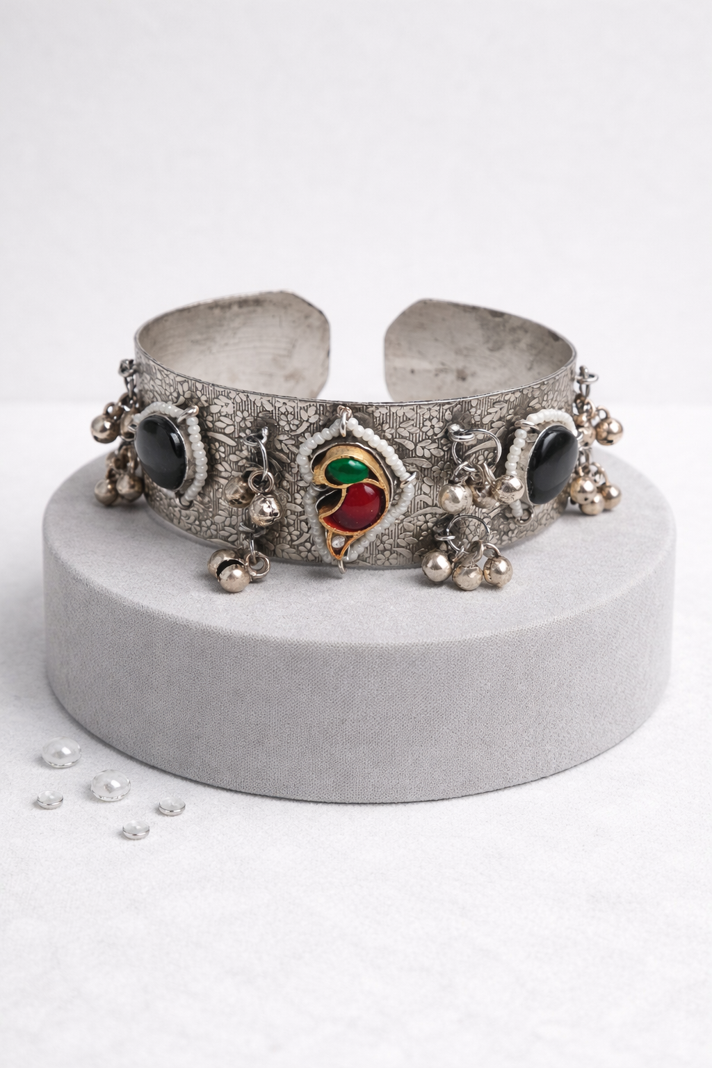 Oxidized Silver Bangles Kada/Cuff-G351400