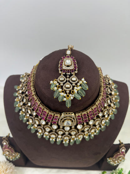 Ruby Reina Moissanite Kundan Necklace