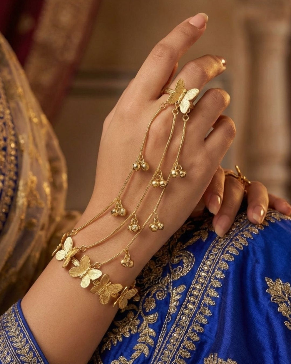 Butterfly Charm Gold Hathphool Bracelet-G352000