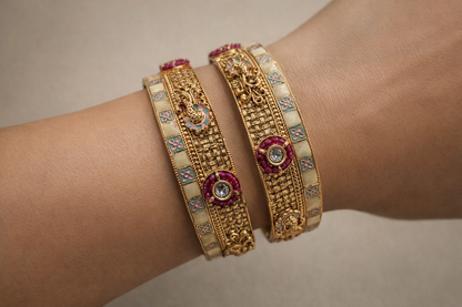 Heritage Meenakari Gold Plated Bangles(Set of 2)