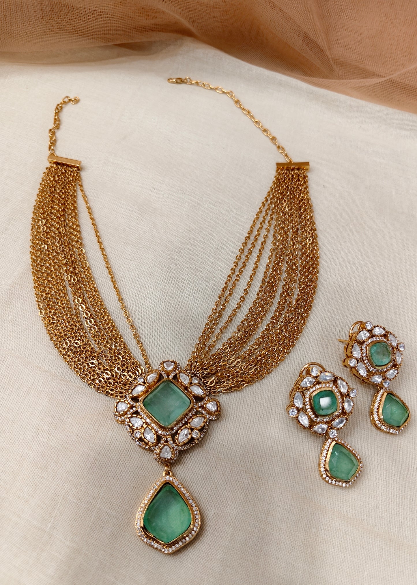Moissanite Meant Necklace Set-G754800