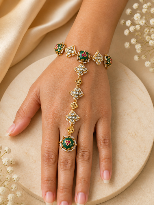 Jadav Kundan Hathphool Hand Harness Poncha