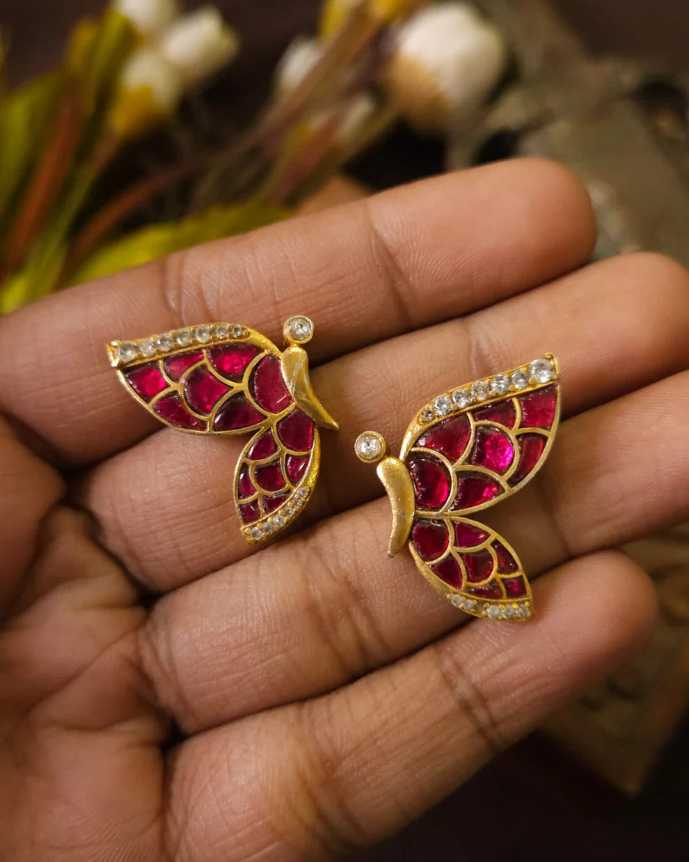 Butterfly Jadau Kundan Studs-G35900