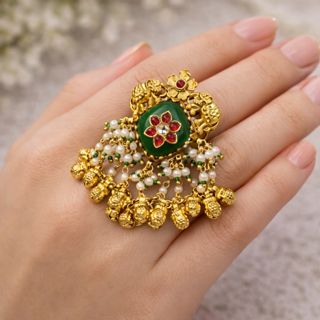 Jadau Elephant Statement Ring