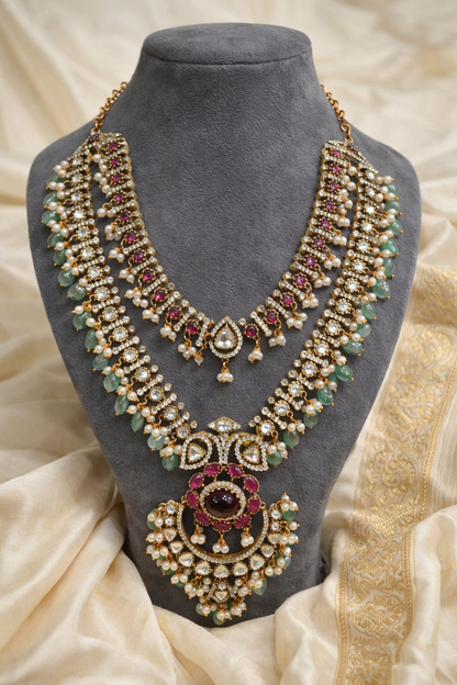Ruby Kundan Polki Bridal Necklace Set