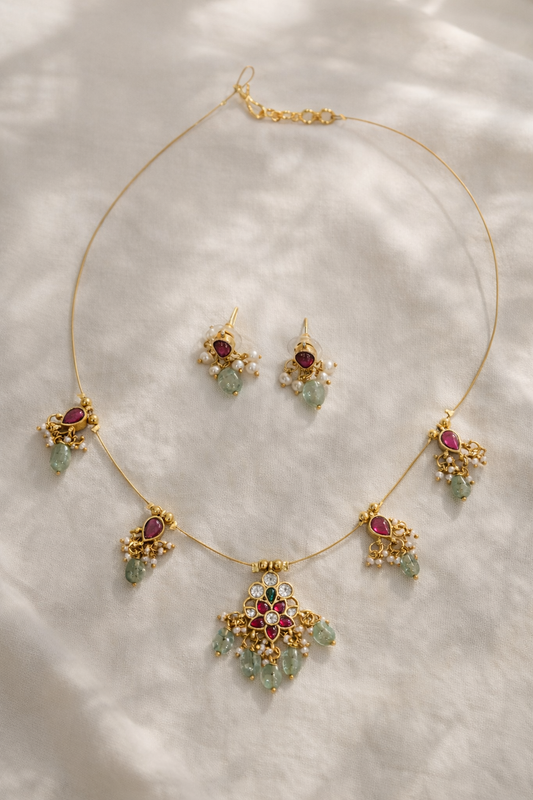 Elegant Multistone Pearl Drop Invisible