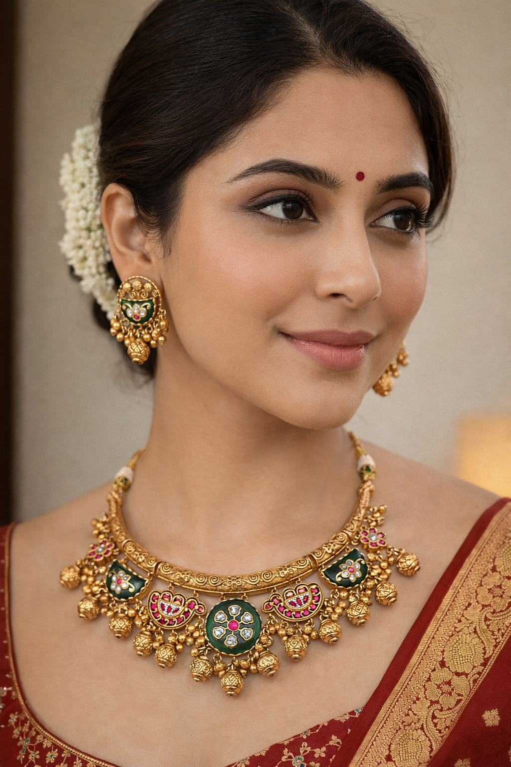 Artistic Designer Rajwadi Heritage Hasli Choker Necklace Set