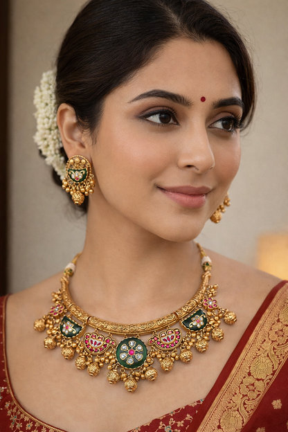 Artistic Designer Rajwadi Heritage Hasli Choker Necklace Set