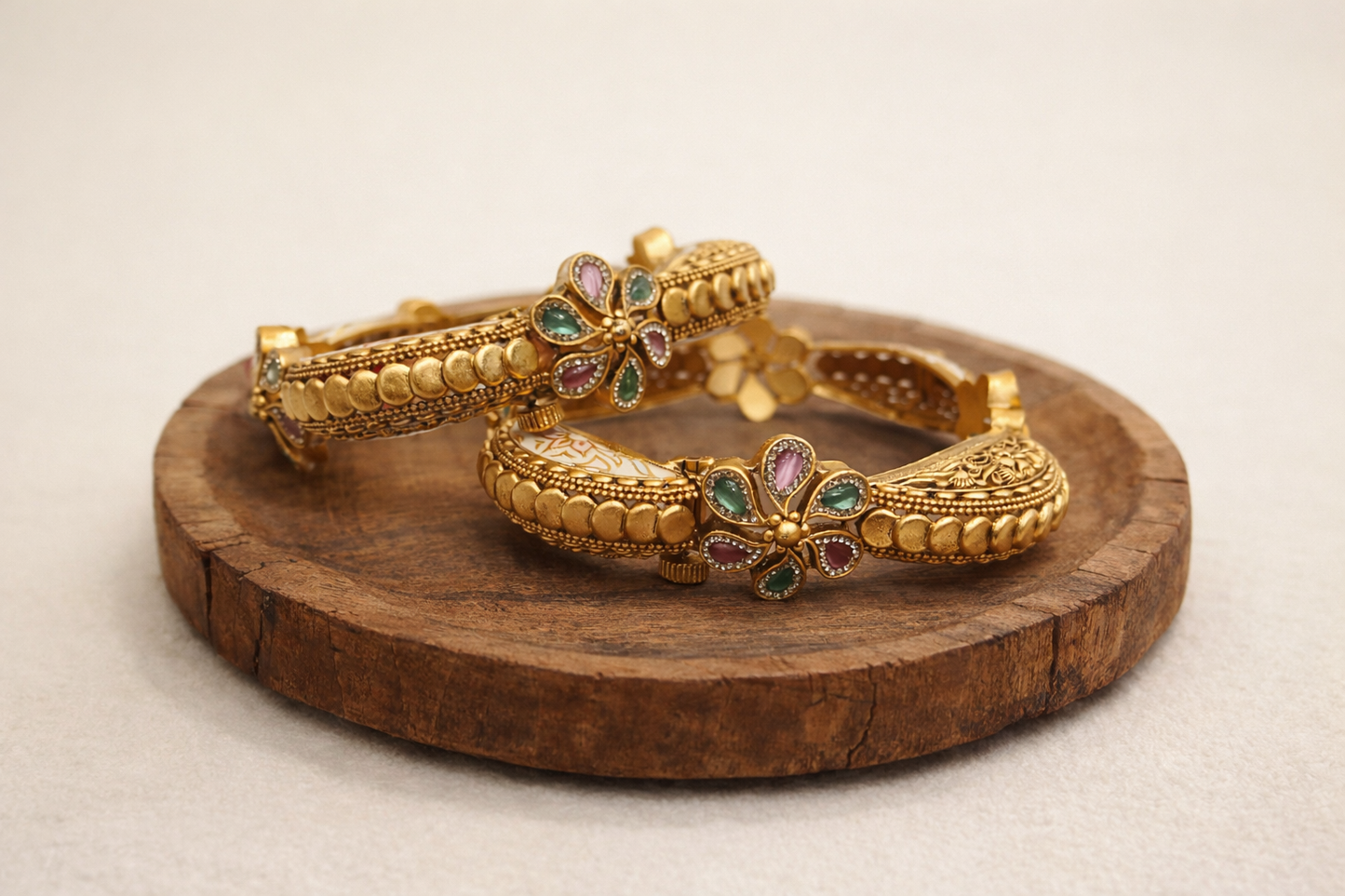 Gold-Plated Kada Bangles(Set of 2)