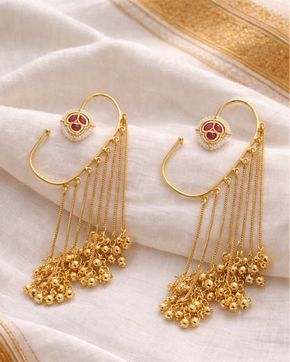 Gold Plated Ghungroo Style Ear Cuffs"-G351000