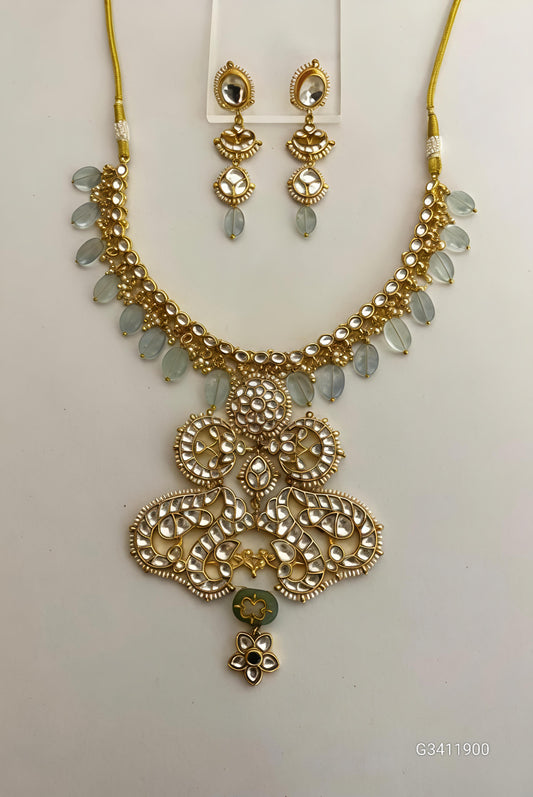 The Maharani Filigree Kundan Necklace Set-G3510800
