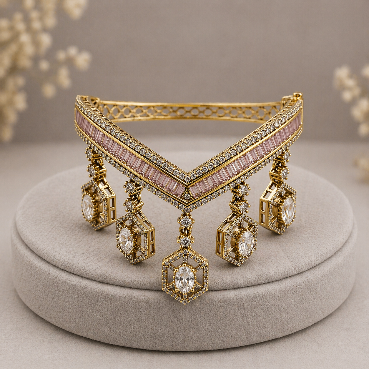 Opulent Ruby & Diamond Octagon Dangle Bracelet-G352100