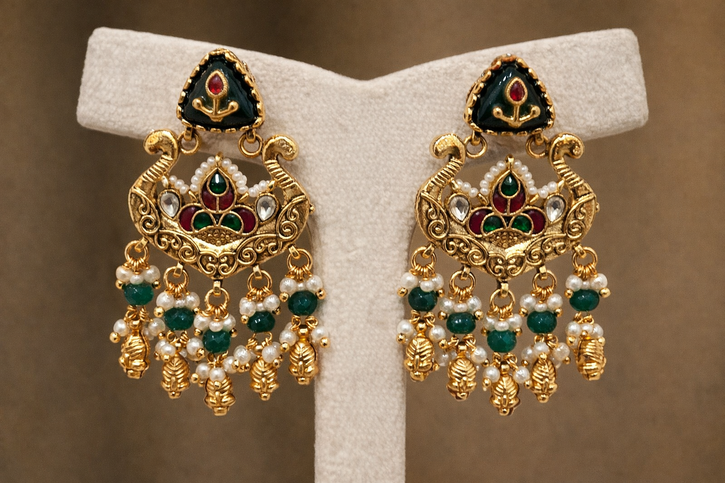 Gold-Plated Heritage Green Onyx Necklace Set