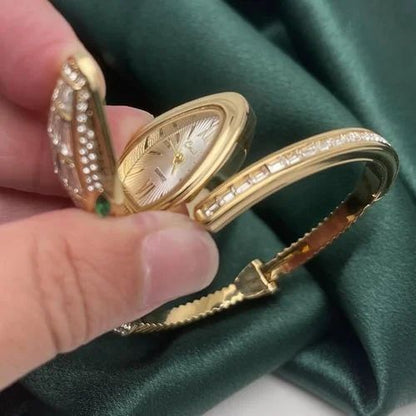 Luxury Emerald Green Crystal Snake Bracelet Watch for Women-G35800