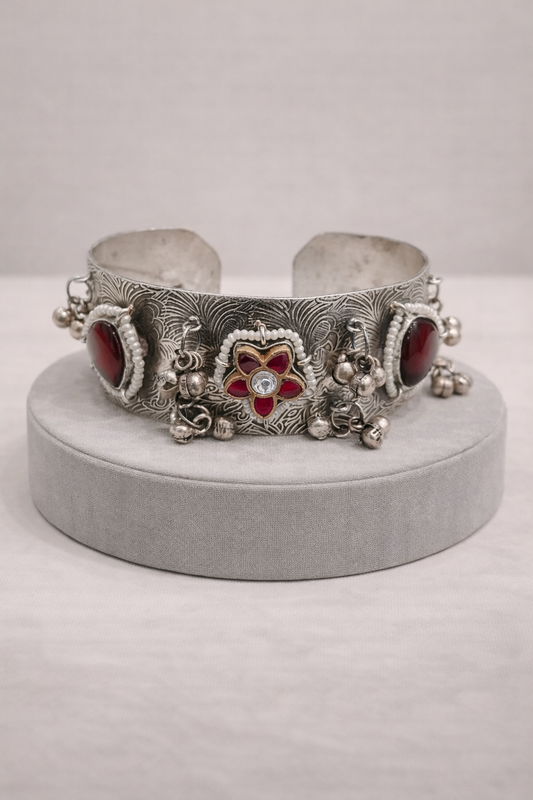Oxidized Silver Bangles Kada/Cuff-G351400