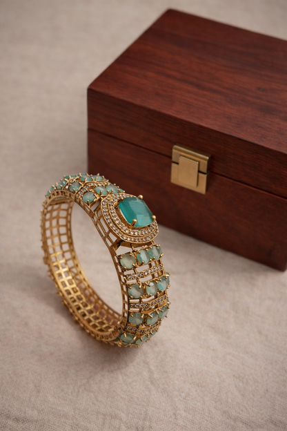 The Aquamarine Empress Bangle Bracelet