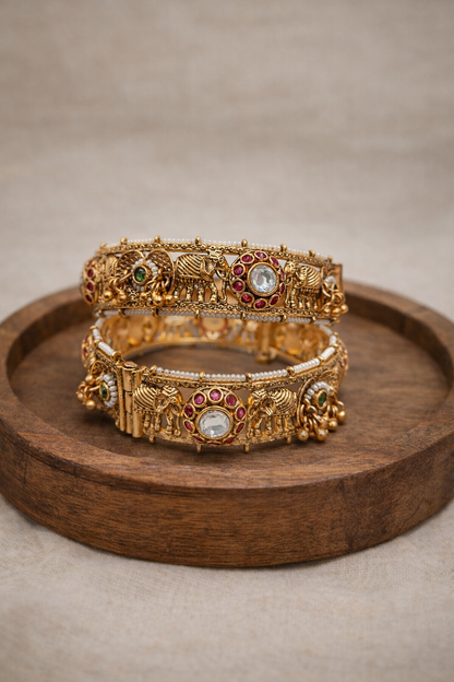 Elephant Meenakari Heritage Bangle(Set of 2)