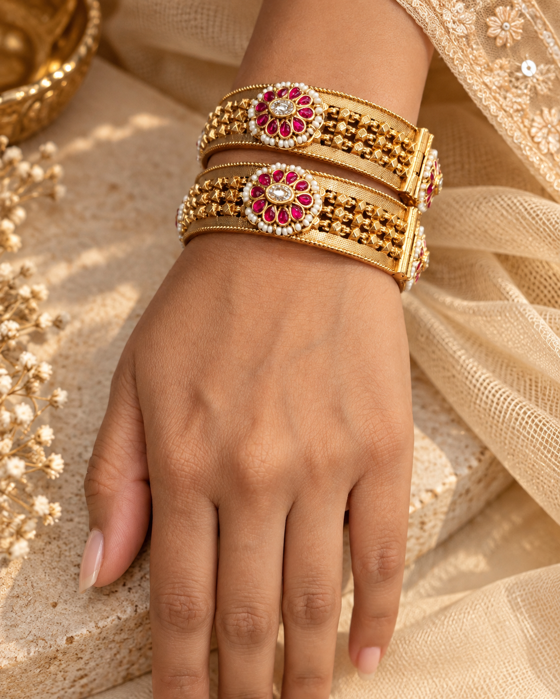 Gold plated Haritage Bangles(Set of 2)-02163