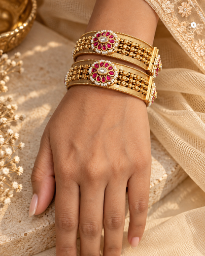 Gold plated Haritage Bangles(Set of 2)-02163