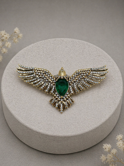 Eagle Emerald & Diamond Couture Brooch-G75800