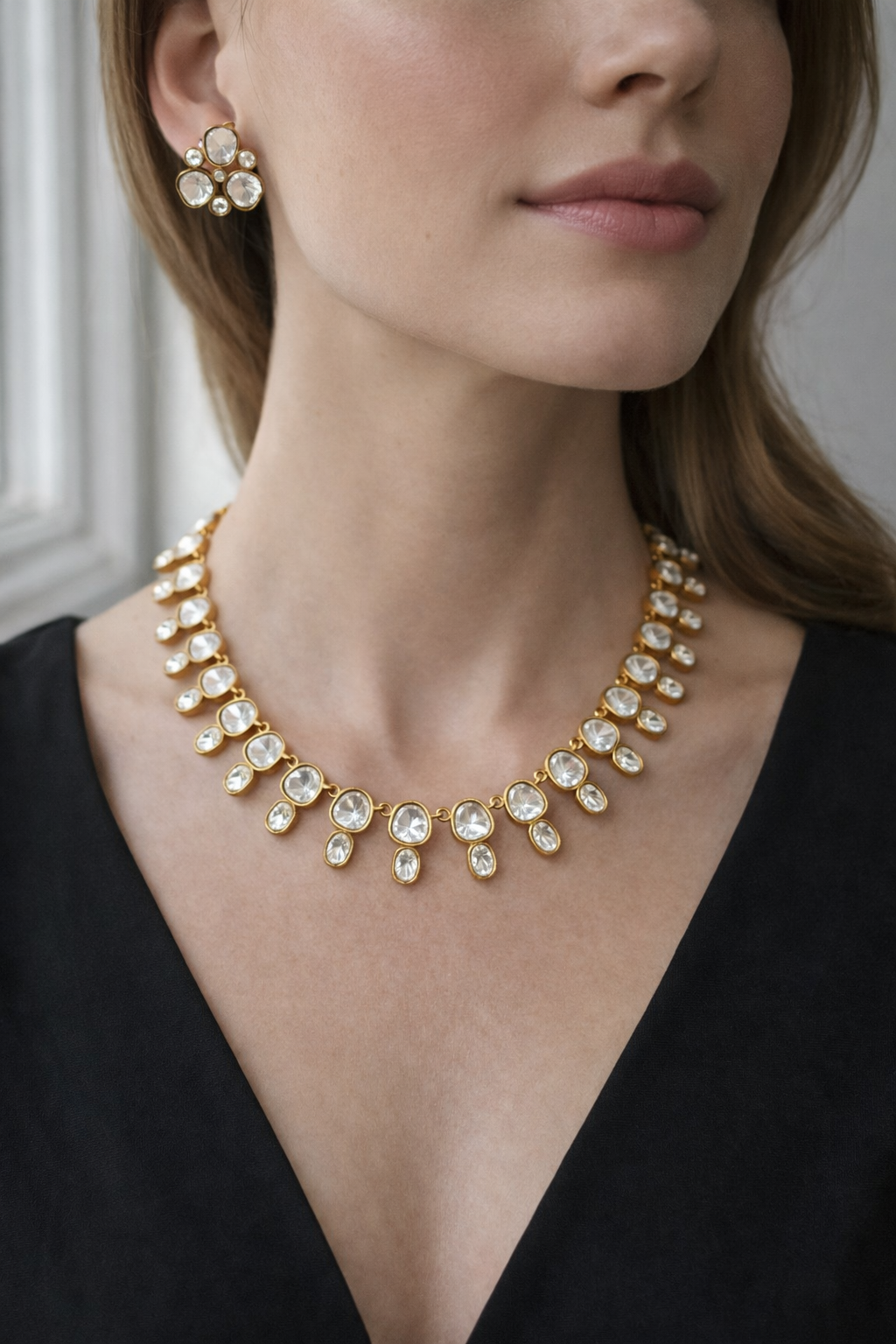 Gold Plated Mossonite Necklace Set