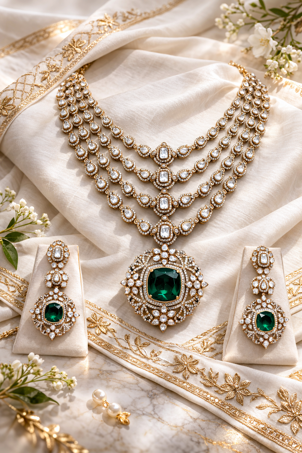 Multi Layer Statement Mossinite necklace